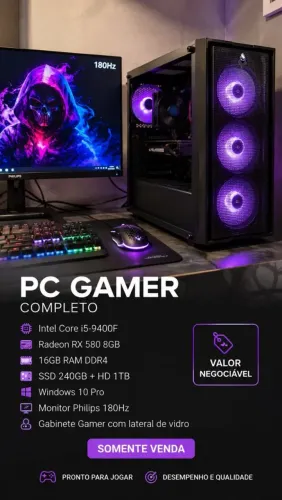 PC GAMER COMPLETO computador+monitor 180hz