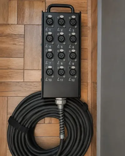 Medusa / Multicabo de Áudio 12 Vias Caixa com 12 entradas XLR, acompanhada do multicabo