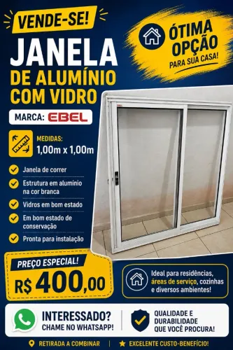 Janela de alumínio branco com vidro 