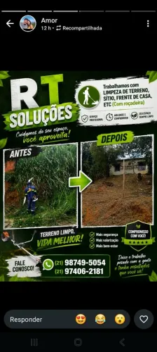 Limpeza em geral de sitios e terrenos  com roçadeira. 