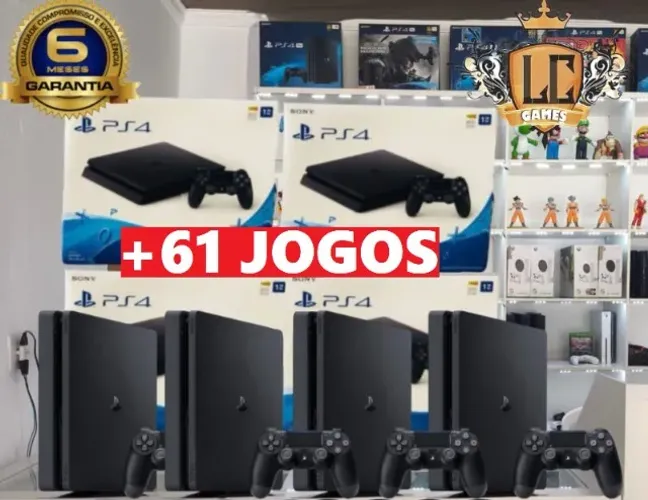 PS4 SLIM 1TB + 61 JOGOS + GARANTIA O6 MESES I LOJA FISICA BH