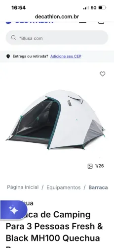 Barraca Quéchua MH100 Black até 3 pessoas 