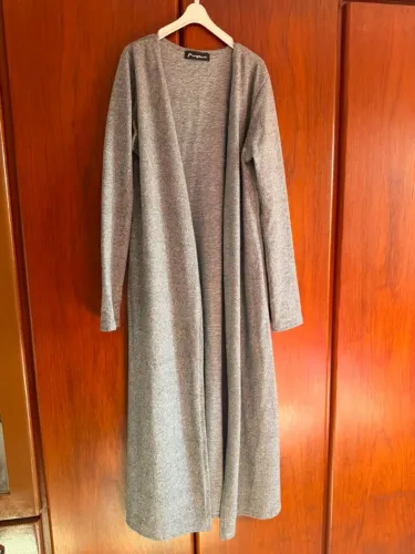Cardigan longo cinza