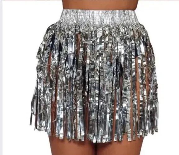 Saia fitilho na cor prata veste : 36 ao 40