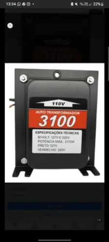 Auto Transformador Kitec 3100VA Bivolt Potência 2170W