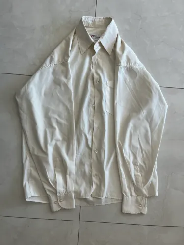 Camisa masculina, beje, toque de seda, TAM. G.