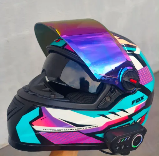 Capacete FW3 com Óculos + Viseira Camaleão + Intercomunicador + Viseira Transparente