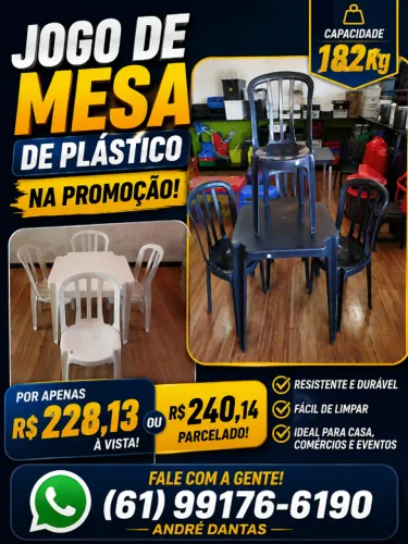Jogo de Mesa Com Cadeira de Plástico