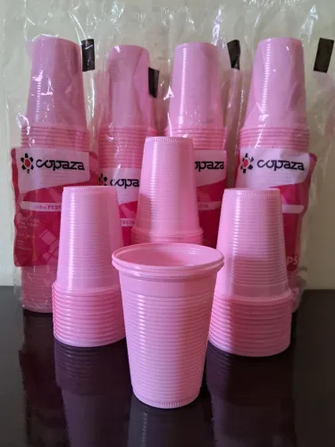 50 Copos Descartáveis 20 ml Rosa Claro - Copaza