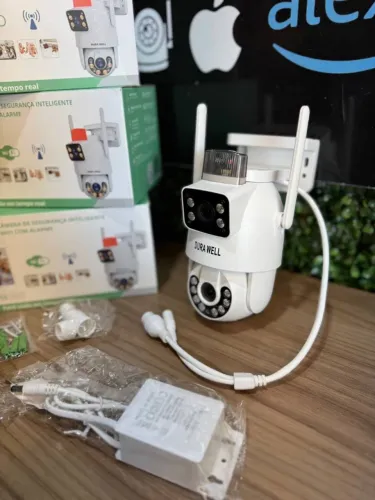 Câmera de Segurança Inteligente Wi-fi com Alarme Lente Dupla - DURAWELL