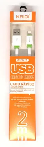 Cabo De Dados e Carregamento iPhone e iPad Kaidi 2.4Amp 2 Metros Novo na Caixa
