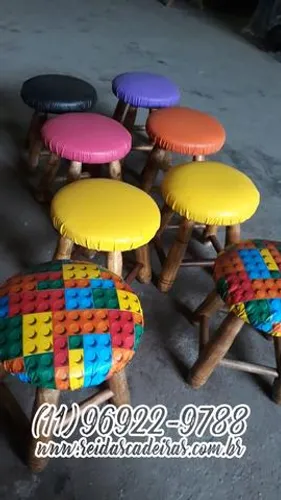 Banquinho Infantil Estofado Colorido