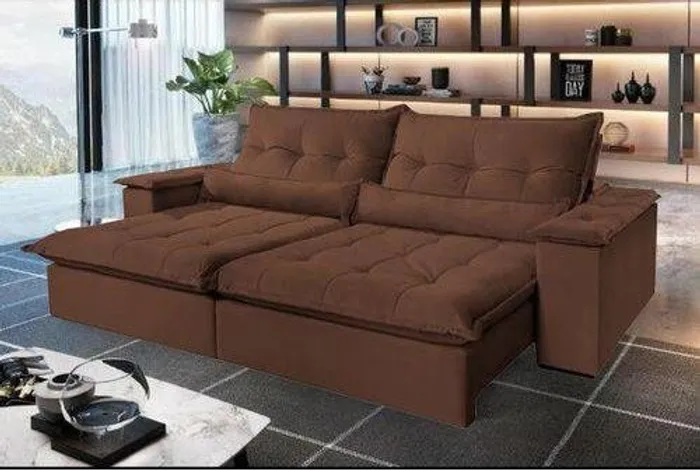 Sala sofá retrátil e reclinavel de 210 cm linho 