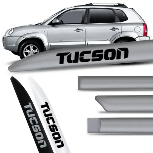 Friso Lateral Hyundai Tucson- C/ Nome - Preto / Prata / Branco / Cinza