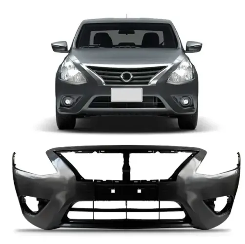Parachoque Nissan Versa 2016 á 2020 - Furo Farol Auxiliar / Reboque - Preto Liso - TYG