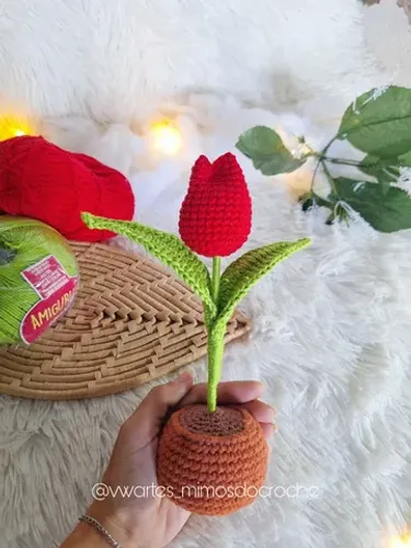 Flor Tulipa Amigurumi Crochê 