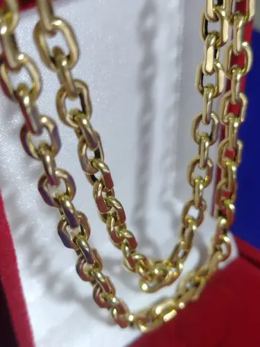 Cordão Cadeado Ouro 18 Kilates 18.40 Gramas 60 Cm Oco