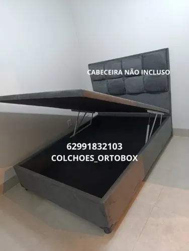 Cama Box Baú Casal inteiro corino e suede