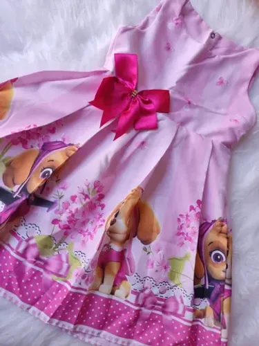 Vestido infantil temático skye patrulha canina