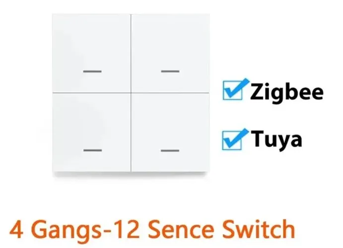 Interruptor de CenaTuya ZigBee 4 Botões 12 Cenas Switch Suporte Zigbee2m COD-AM587 