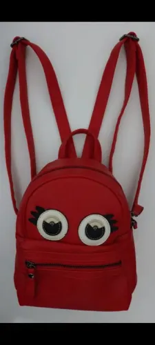 Mochila Infantil Pequena com Olhos - Vermelha