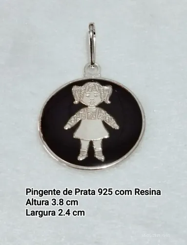 Pingente de prata 925 com resina