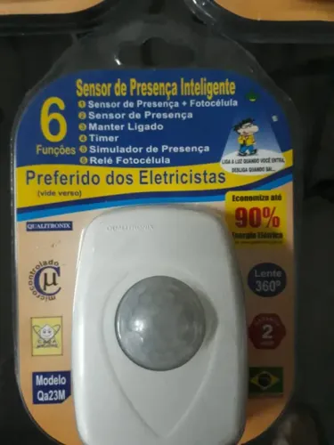 SENSOR DE PRESENÇA INTELIGENTE, 6 FUNÇÕES, NOVO, NO BLISTER LACRADO