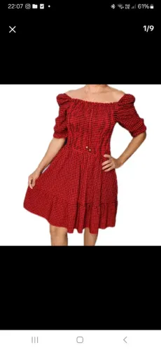 Vestido até o joelho manga bufante e ciganinha