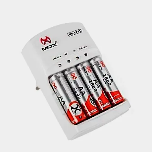 Carregador De Pilhas Bivolt Rápido+4 Pilhas AA Recarregável