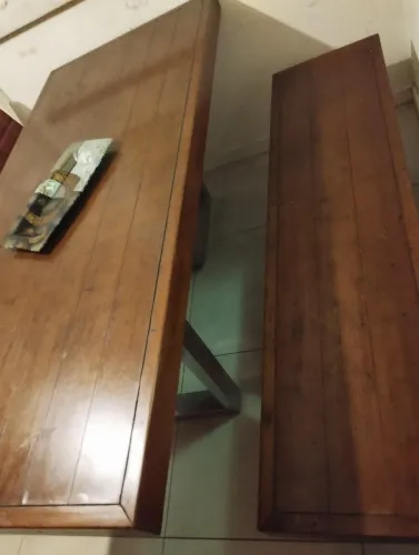 Mesa jantar madeira maciça e INOX