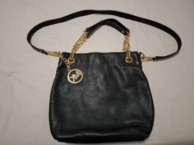 Bolsa Michael Kors Preta Couro Alça De Corrente