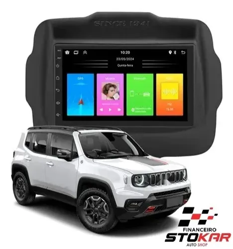 Renegade Central multimídia 7" pol Car play android auto sem fio c\câmera de ré