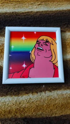 Quadrado do Meme do He-Man 17x17 - Vidro e Madeira
