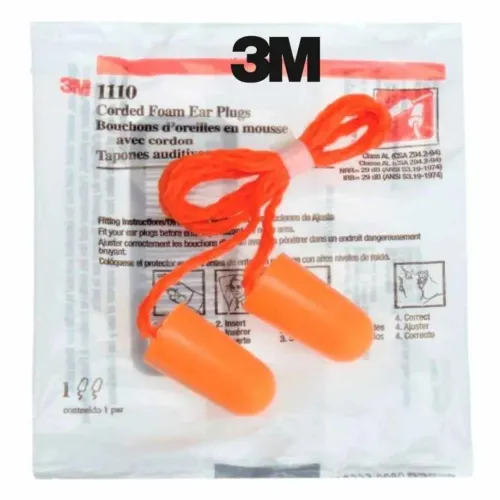 Tampão de Ouvido de Espuma Protetor Auricular 3M Moldável 1110 Com Cordão