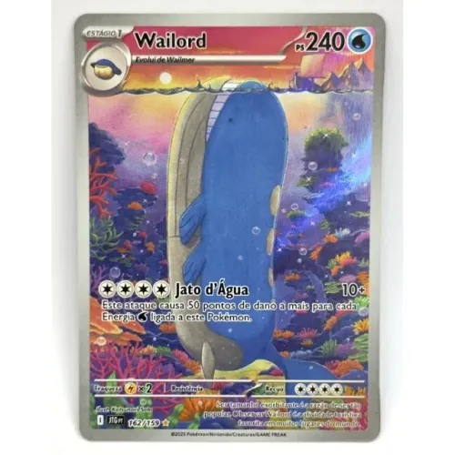 Carta 162/159 Pokémon TCG Original Copag Wailord Full Art Holo Foil Brilhante Holográfica