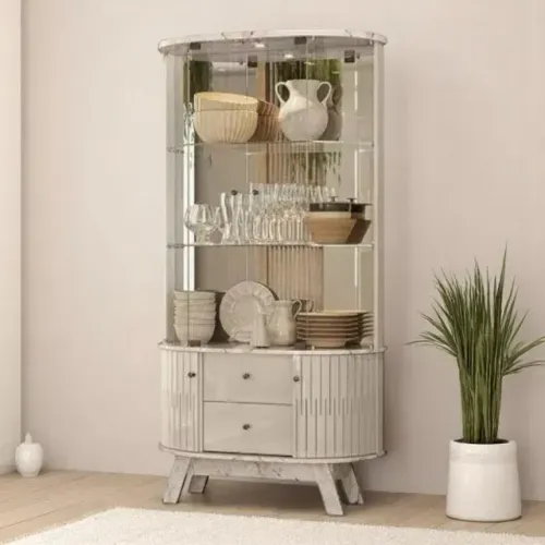 Cristaleira marina com portas de vidro e led novo de loja