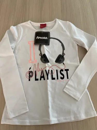 Blusa Branca Playlist - Marca Amora tamanho 12 Novíssima 