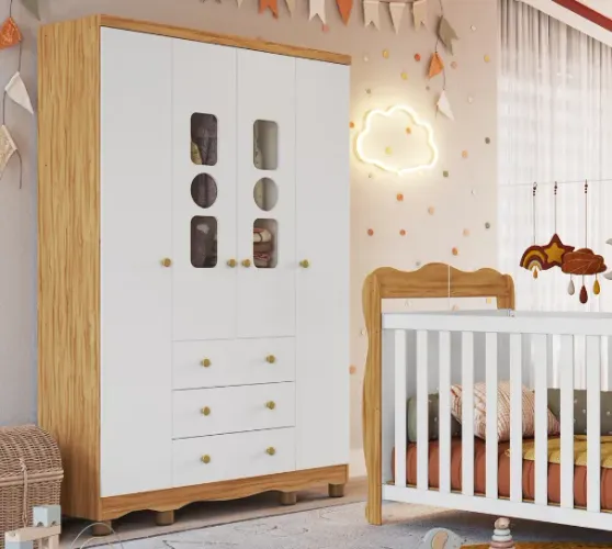 Guarda Roupa 4 Portas Tedy Peroba 100% MDF (Novo)