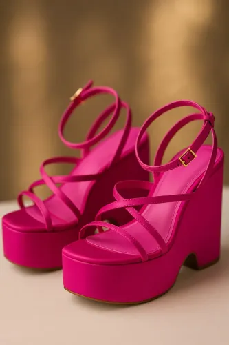 Sandálias Plataforma Rosa