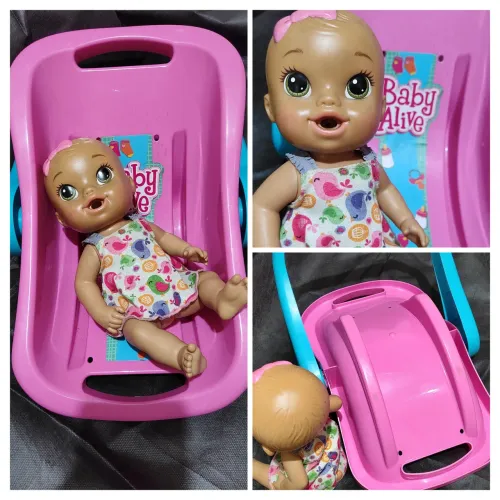 boneca Baby Alive com bebê conforto