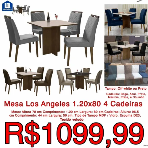 Mesa Los Angeles 120x80 4 Cadeiras