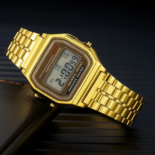 Relógio Retrô Feminino LED Dourado Luminoso Digital - PRISCILA IMPORT'S