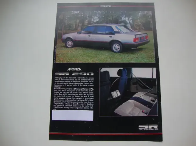 Prospecto/Folder lançamento Chevrolet Monza SR 290 ano 1984.