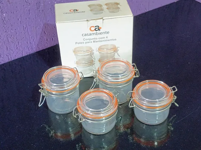 Potes de Vidro com Tampa c/ 4 pçs - Casambiente