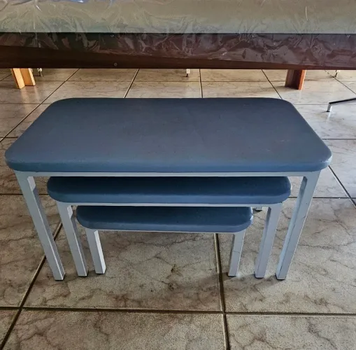 Jogo de 3 Bancos para Consultório Azul Claro 