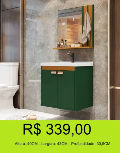 Conjunto de banheiro completo estilo retro cor verde