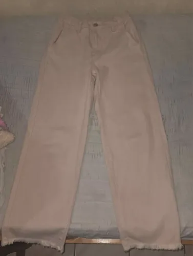 Calça wide lag bege feminina