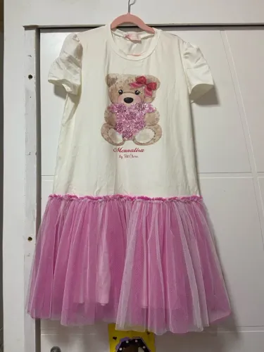 Vestido Monnalisa Ursinho 14 anos da petit cherie  com brilho com Saia de Tule - Menina