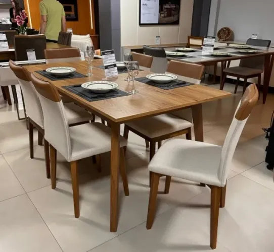 Mesa Topázio 1.80 x 90cm SEM VIDRO + 06 cadeiras Ametista