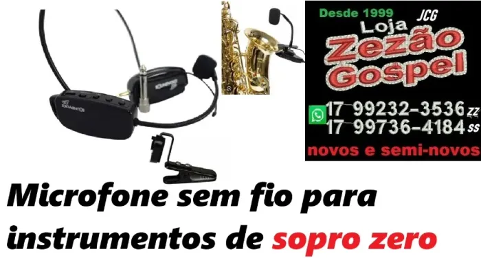 Microfone sem fio para instrumentos de sopro zero nota fiscal troco ou parcelo